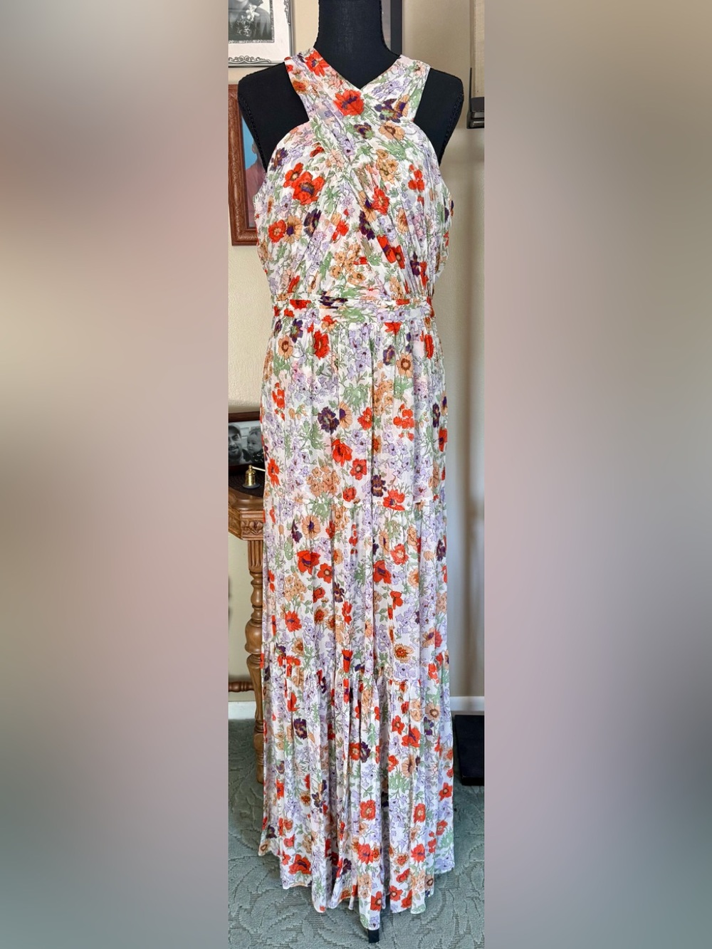 Veronica Beard Florencia Sleeveless Tiered Floral Silk maxi Dress